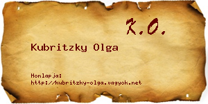 Kubritzky Olga névjegykártya